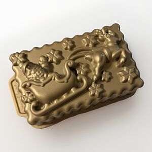 Nordic Ware 8" X 5" Heavy Cast Aluminum Santa's Sleigh 6 Cup Non-Stick Loaf Pan